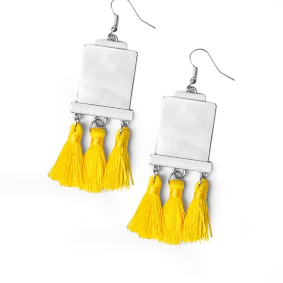 Yellow Tassel Earrings - Picture 3 of 3